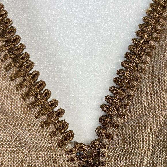 Poetry Crochet Trim Linen Size 10‎ V-neckline Tunic Top - Picture 3 of 11